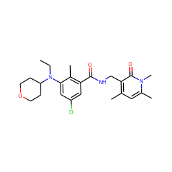 CCN(c1cc(Cl)cc(C(=O)NCc2c(C)cc(C)n(C)c2=O)c1C)C1CCOCC1 ZINC000219587793