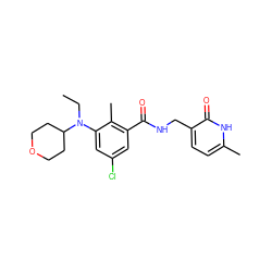 CCN(c1cc(Cl)cc(C(=O)NCc2ccc(C)[nH]c2=O)c1C)C1CCOCC1 ZINC000207598877