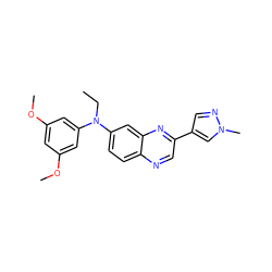 CCN(c1cc(OC)cc(OC)c1)c1ccc2ncc(-c3cnn(C)c3)nc2c1 ZINC000219330057