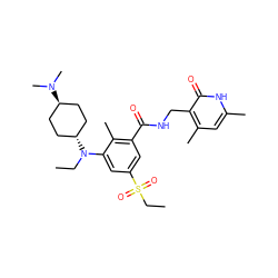 CCN(c1cc(S(=O)(=O)CC)cc(C(=O)NCc2c(C)cc(C)[nH]c2=O)c1C)[C@H]1CC[C@H](N(C)C)CC1 ZINC001772597904