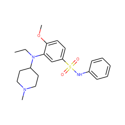 CCN(c1cc(S(=O)(=O)Nc2ccccc2)ccc1OC)C1CCN(C)CC1 ZINC000058603305