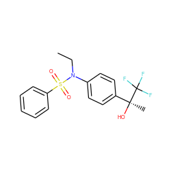 CCN(c1ccc([C@](C)(O)C(F)(F)F)cc1)S(=O)(=O)c1ccccc1 ZINC000084670791