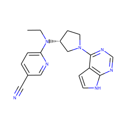 CCN(c1ccc(C#N)cn1)[C@@H]1CCN(c2ncnc3[nH]ccc23)C1 ZINC000146949800