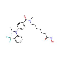 CCN(c1ccc(C(=O)N(C)CCCCCCC(=O)NO)cc1)c1ccccc1C(F)(F)F ZINC000118352756