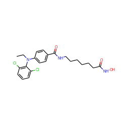 CCN(c1ccc(C(=O)NCCCCCCC(=O)NO)cc1)c1c(Cl)cccc1Cl ZINC000118354739