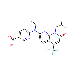 CCN(c1ccc(C(=O)O)cn1)c1ccc2c(C(F)(F)F)cc(=O)n(CC(C)C)c2n1 ZINC000058581582