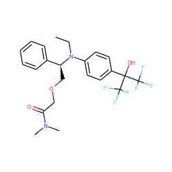 CCN(c1ccc(C(O)(C(F)(F)F)C(F)(F)F)cc1)[C@@H](COCC(=O)N(C)C)c1ccccc1 ZINC000038149601