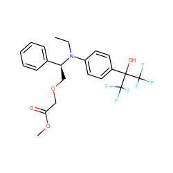 CCN(c1ccc(C(O)(C(F)(F)F)C(F)(F)F)cc1)[C@@H](COCC(=O)OC)c1ccccc1 ZINC000038149603