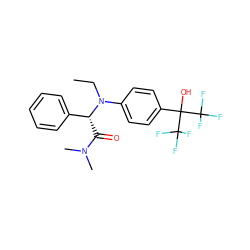 CCN(c1ccc(C(O)(C(F)(F)F)C(F)(F)F)cc1)[C@H](C(=O)N(C)C)c1ccccc1 ZINC000038149645