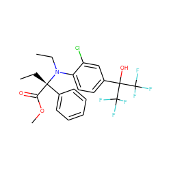 CCN(c1ccc(C(O)(C(F)(F)F)C(F)(F)F)cc1Cl)[C@@](CC)(C(=O)OC)c1ccccc1 ZINC000038149619