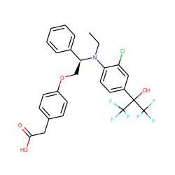 CCN(c1ccc(C(O)(C(F)(F)F)C(F)(F)F)cc1Cl)[C@@H](COc1ccc(CC(=O)O)cc1)c1ccccc1 ZINC000038149591