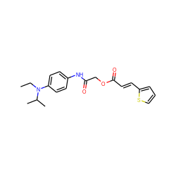 CCN(c1ccc(NC(=O)COC(=O)/C=C/c2cccs2)cc1)C(C)C ZINC000003297408