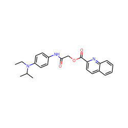 CCN(c1ccc(NC(=O)COC(=O)c2ccc3ccccc3n2)cc1)C(C)C ZINC000003317979