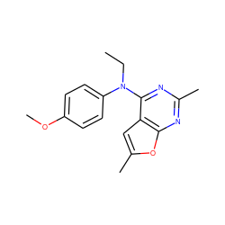 CCN(c1ccc(OC)cc1)c1nc(C)nc2oc(C)cc12 ZINC000169326746