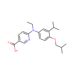 CCN(c1ccc(OCC(C)C)c(C(C)C)c1)c1ccc(C(=O)O)cn1 ZINC000208972471