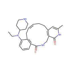 CCN(c1cccc2c1C/C=C/CCc1cc(C)[nH]c(=O)c1CNC2=O)C1CCNCC1 ZINC000220184259