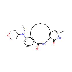 CCN(c1cccc2c1CCCCCCc1cc(C)[nH]c(=O)c1CNC2=O)C1CCOCC1 ZINC000221831824