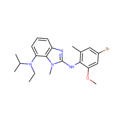 CCN(c1cccc2nc(Nc3c(C)cc(Br)cc3OC)n(C)c12)C(C)C ZINC000142742978