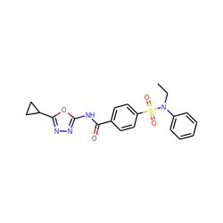 CCN(c1ccccc1)S(=O)(=O)c1ccc(C(=O)Nc2nnc(C3CC3)o2)cc1 ZINC000002720190