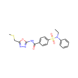 CCN(c1ccccc1)S(=O)(=O)c1ccc(C(=O)Nc2nnc(CSC)o2)cc1 ZINC000002720236