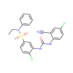 CCN(c1ccccc1)S(=O)(=O)c1ccc(Cl)c(NC(=O)Nc2ccc(Cl)cc2C#N)c1 ZINC000008693986