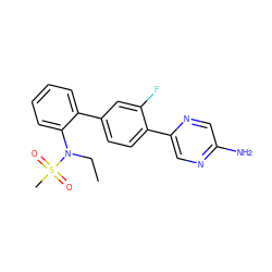 CCN(c1ccccc1-c1ccc(-c2cnc(N)cn2)c(F)c1)S(C)(=O)=O ZINC000224761108