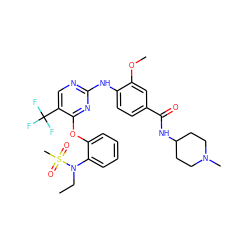 CCN(c1ccccc1Oc1nc(Nc2ccc(C(=O)NC3CCN(C)CC3)cc2OC)ncc1C(F)(F)F)S(C)(=O)=O ZINC000138518195