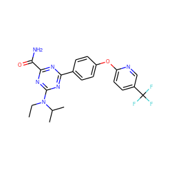 CCN(c1nc(C(N)=O)nc(-c2ccc(Oc3ccc(C(F)(F)F)cn3)cc2)n1)C(C)C ZINC000221211299