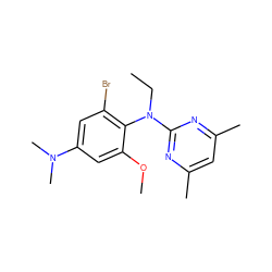 CCN(c1nc(C)cc(C)n1)c1c(Br)cc(N(C)C)cc1OC ZINC000013794413