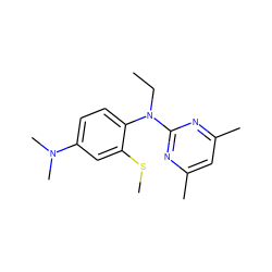 CCN(c1nc(C)cc(C)n1)c1ccc(N(C)C)cc1SC ZINC000013794395