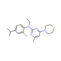 CCN(c1nc(C)cc(N2CCOCC2)n1)c1ccc(C(C)C)cc1Br ZINC000013794464