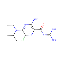 CCN(c1nc(N)c(C(=O)N=C(N)N)nc1Cl)C(C)C ZINC000003871092