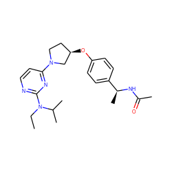 CCN(c1nccc(N2CC[C@@H](Oc3ccc([C@H](C)NC(C)=O)cc3)C2)n1)C(C)C ZINC000261154286