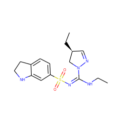 CCN/C(=N/S(=O)(=O)c1ccc2c(c1)NCC2)N1C[C@@H](CC)C=N1 ZINC000115415586