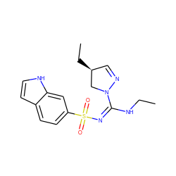 CCN/C(=N/S(=O)(=O)c1ccc2cc[nH]c2c1)N1C[C@@H](CC)C=N1 ZINC000115413979