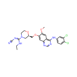 CCN/C(=N\C#N)N1CCO[C@@H](COc2cc3ncnc(Nc4ccc(Cl)c(Cl)c4)c3cc2OC)C1 ZINC000115596654