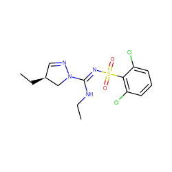 CCN/C(=N\S(=O)(=O)c1c(Cl)cccc1Cl)N1C[C@@H](CC)C=N1 ZINC000072123228