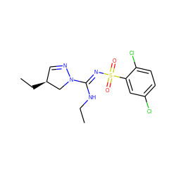 CCN/C(=N\S(=O)(=O)c1cc(Cl)ccc1Cl)N1C[C@@H](CC)C=N1 ZINC000072123226