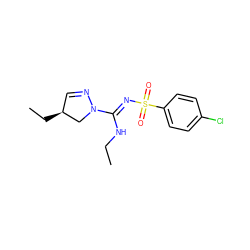 CCN/C(=N\S(=O)(=O)c1ccc(Cl)cc1)N1C[C@@H](CC)C=N1 ZINC000072123463