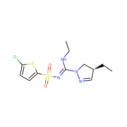 CCN/C(=N\S(=O)(=O)c1ccc(Cl)s1)N1C[C@@H](CC)C=N1 ZINC000072124407