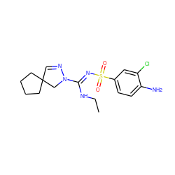 CCN/C(=N\S(=O)(=O)c1ccc(N)c(Cl)c1)N1CC2(C=N1)CCCC2 ZINC000043207926