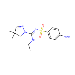 CCN/C(=N\S(=O)(=O)c1ccc(N)cc1)N1CC(C)(C)C=N1 ZINC000043207930