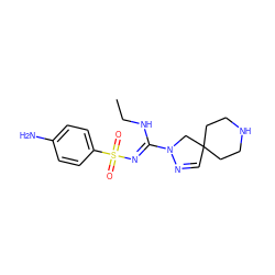 CCN/C(=N\S(=O)(=O)c1ccc(N)cc1)N1CC2(C=N1)CCNCC2 ZINC000115414295