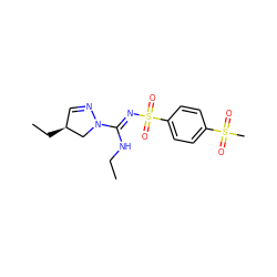 CCN/C(=N\S(=O)(=O)c1ccc(S(C)(=O)=O)cc1)N1C[C@@H](CC)C=N1 ZINC000072122648