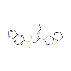 CCN/C(=N\S(=O)(=O)c1ccc2[nH]ccc2c1)N1CC2(C=N1)CCCC2 ZINC000147176854