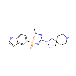 CCN/C(=N\S(=O)(=O)c1ccc2[nH]ccc2c1)N1CC2(C=N1)CCNCC2 ZINC000142241998