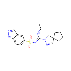 CCN/C(=N\S(=O)(=O)c1ccc2[nH]ncc2c1)N1CC2(C=N1)CCCC2 ZINC000115462315