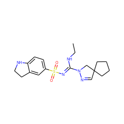 CCN/C(=N\S(=O)(=O)c1ccc2c(c1)CCN2)N1CC2(C=N1)CCCC2 ZINC000142870544