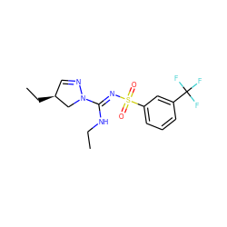 CCN/C(=N\S(=O)(=O)c1cccc(C(F)(F)F)c1)N1C[C@@H](CC)C=N1 ZINC000072123144