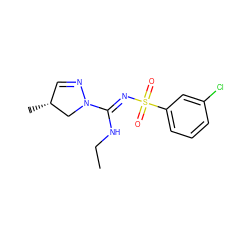 CCN/C(=N\S(=O)(=O)c1cccc(Cl)c1)N1C[C@H](C)C=N1 ZINC000072126178